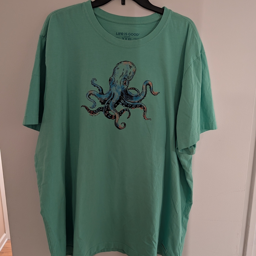 Life is Good Men's Green Octopus T-Shirt UEC
